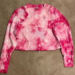 PINK- Victoria’s Secret tie-dye cropped crewneck